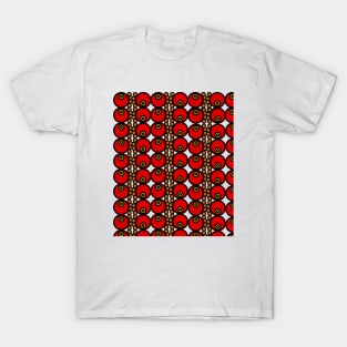 Circular geometric pattern with red and orange circles T-Shirt